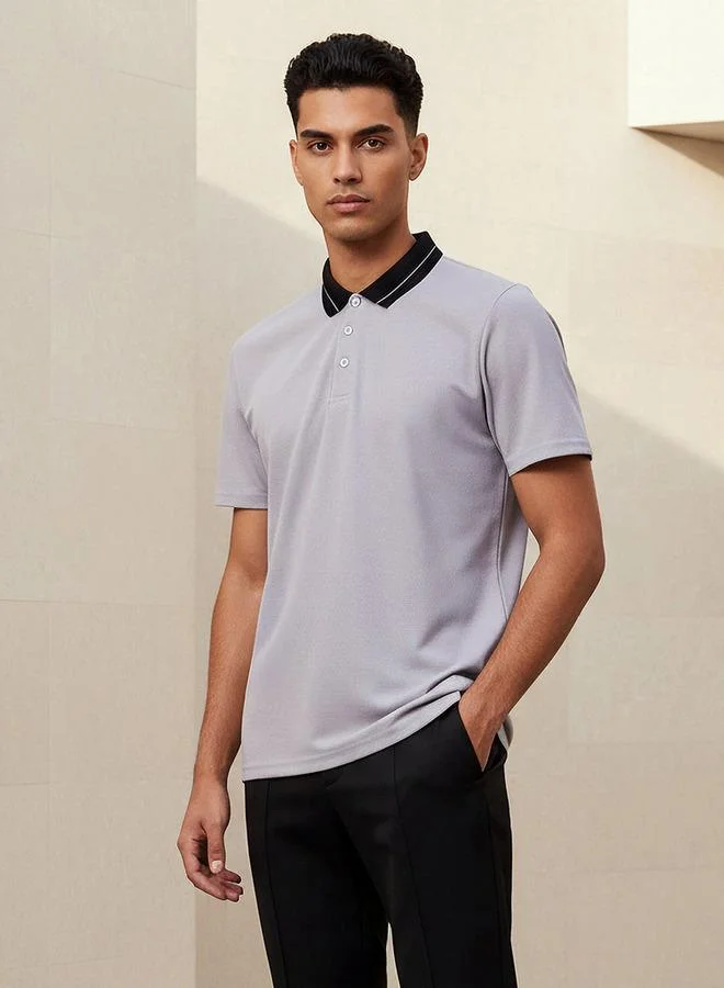 Splash FAV Men Short Sleeves Contrast Collar Polo T-shirt